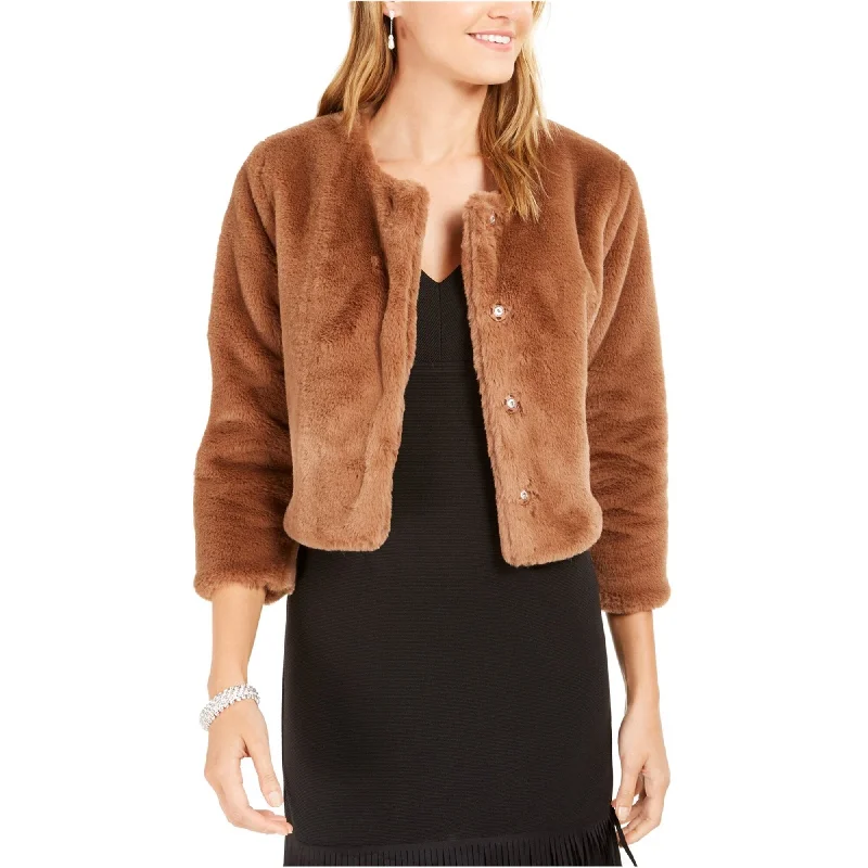 Adrianna Papell Womens Faux Fur Bolero Jacket