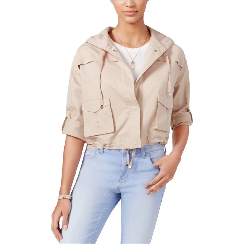 American Rag Womens Cargo Cropped Jacket, Beige, Small