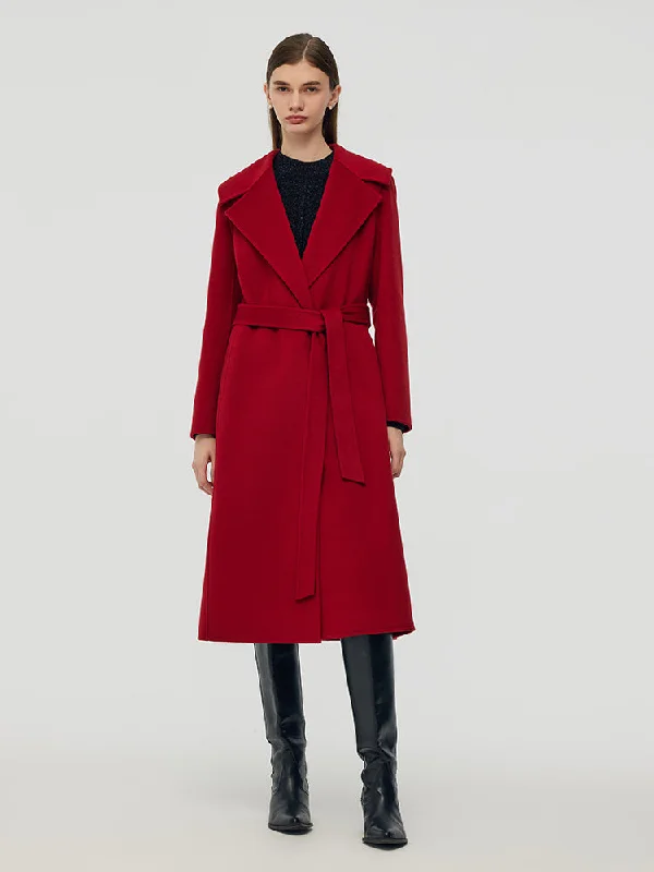 Cashmere Wool Double-Faced Women Wrap Overcoat