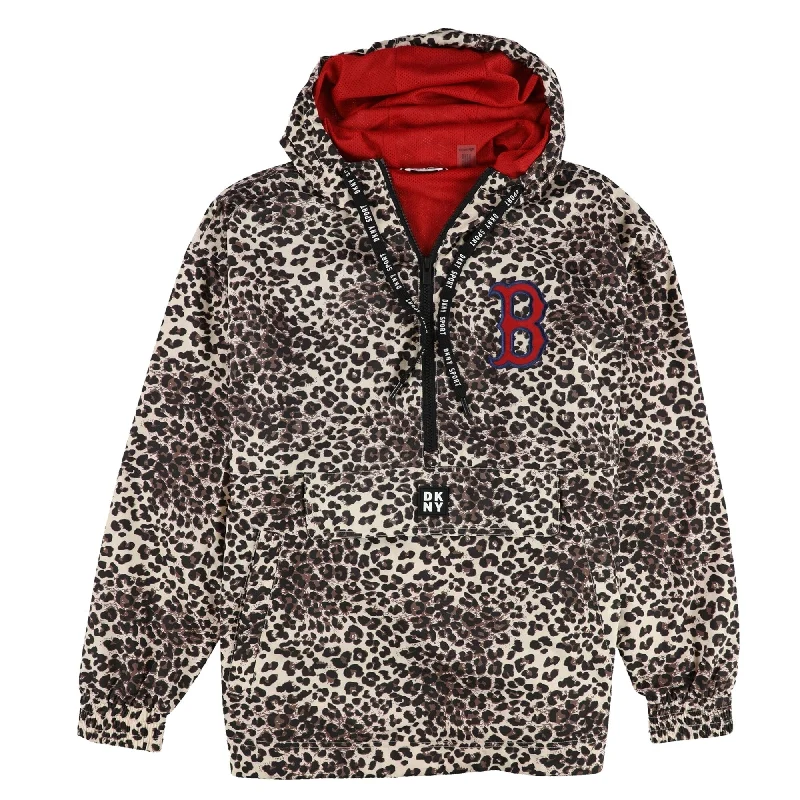 DKNY Womens Leopard Boston Red Sox Windbreaker Jacket, Multicoloured, Small