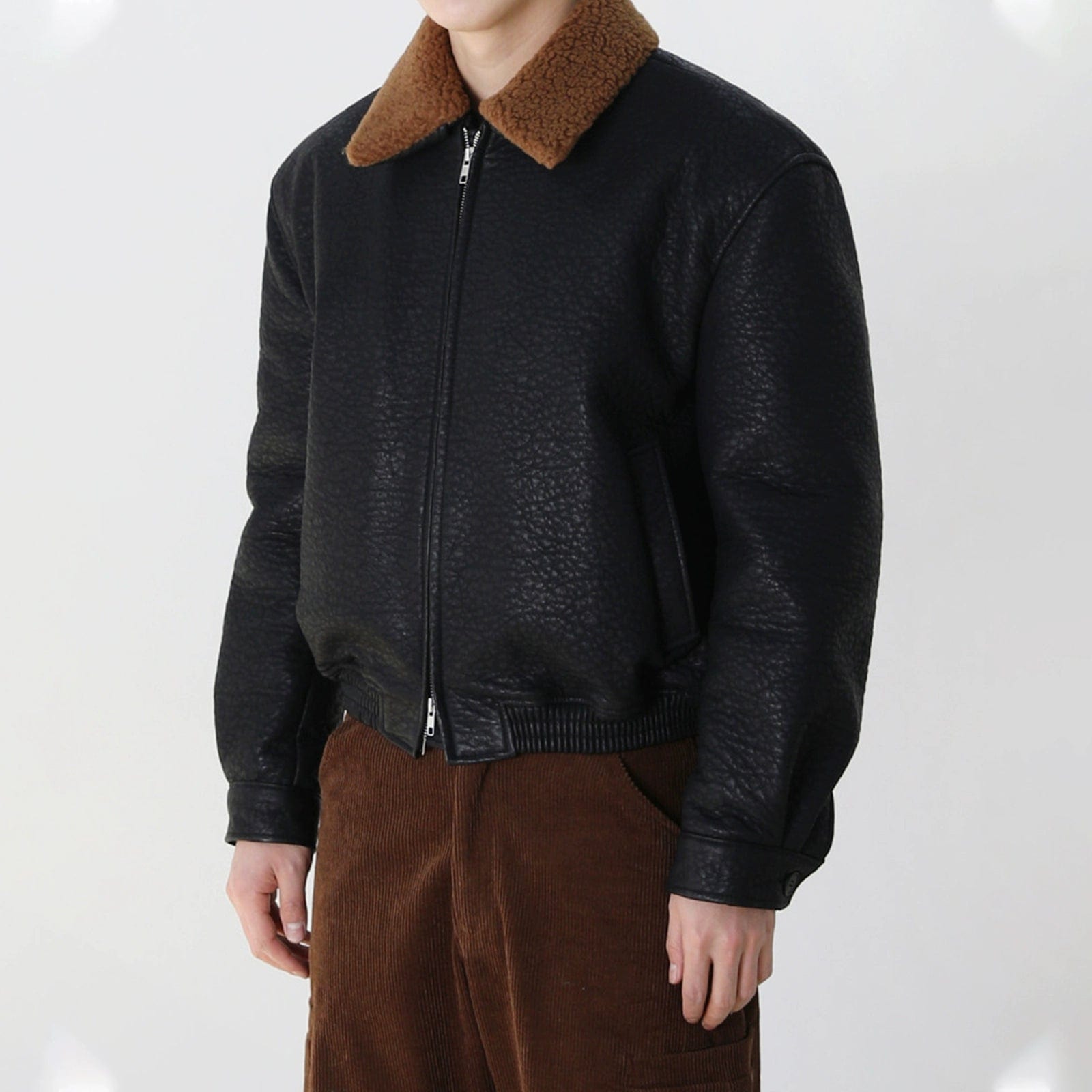 RT No. 10531 FLEECE COLLAR BLACK LEATHER JK