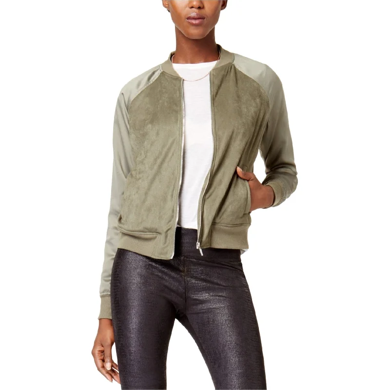 Kensie Womens Faux Suede Bomber Jacket