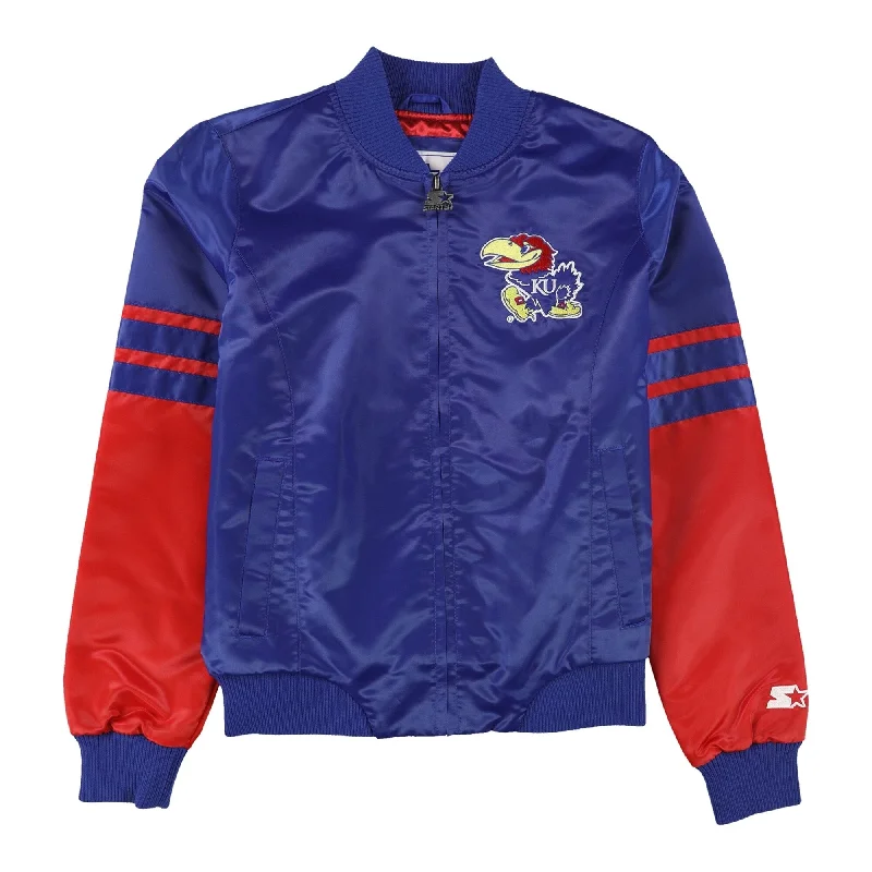 STARTER Womens Kansas Jayhawks Bomber Jacket, Blue, Small