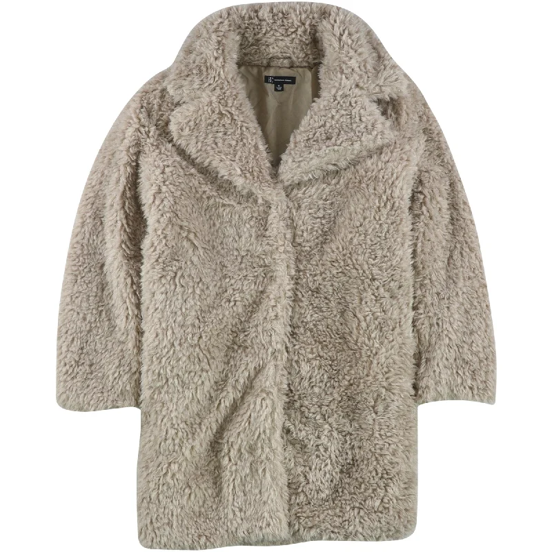 I-N-C Womens Faux Fur Coat, Beige, X-Large