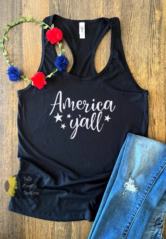 America Y'all Patriotic July 4th Women's Tank Top