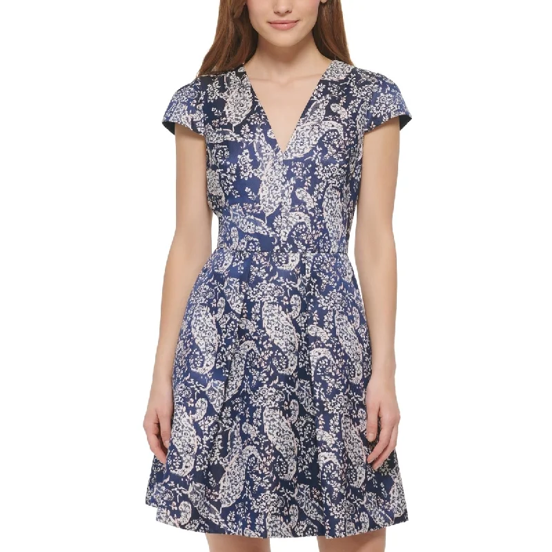 Vince Camuto Women's Cap Sleeve Jacquard Dress Blue Size 12