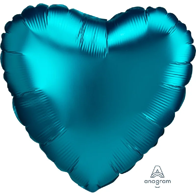 17 inch HEART- SATIN LUXE AQUA