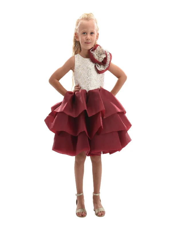 Burgundy Ladera Tiered Ruffle Dress