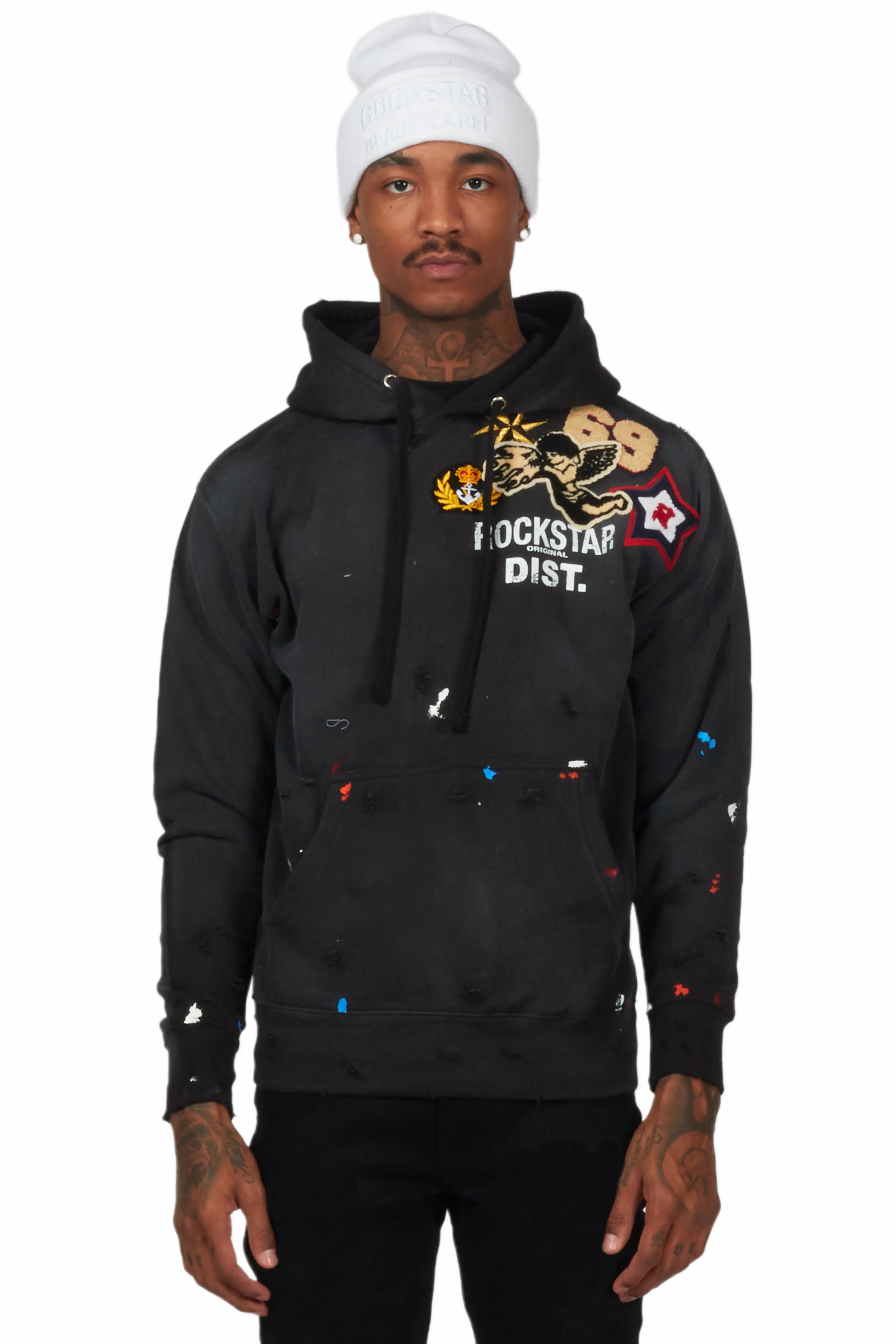 Samuel Black Patchwork Graphic Hoodie