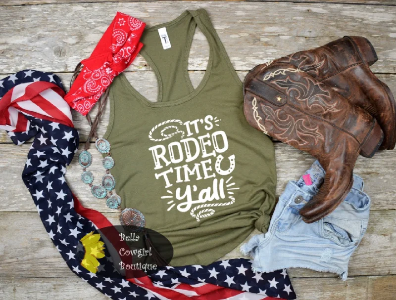 It's Rodeo Time Y'all Horseshoe Western Women's Tank Top