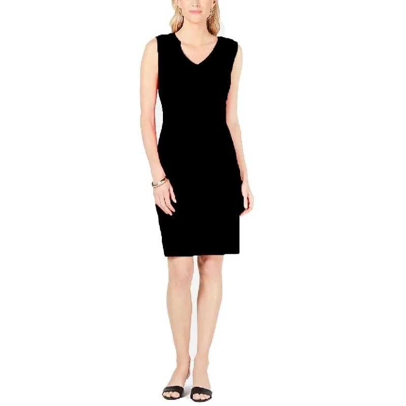 JM Collection Women's Petite Grommet-Shoulder Sheath Dress Black Size Small