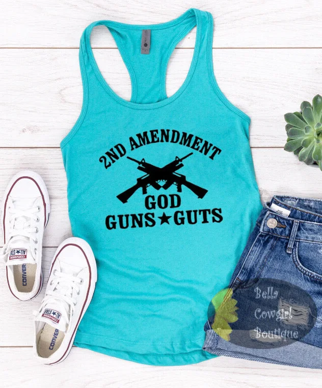 2nd Amendment God Guns Guts Patriotic Women's Tank Top