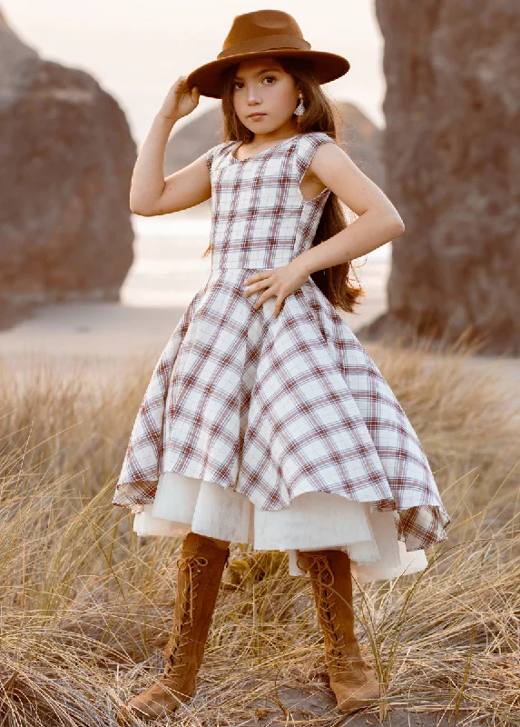 Lezah Dress in Cream Plaid