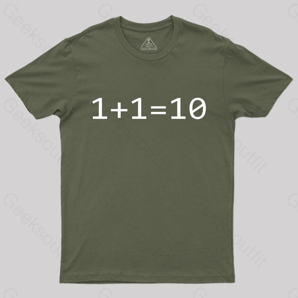 1 Plus 1 Equal 10 Binary Geek T-Shirt