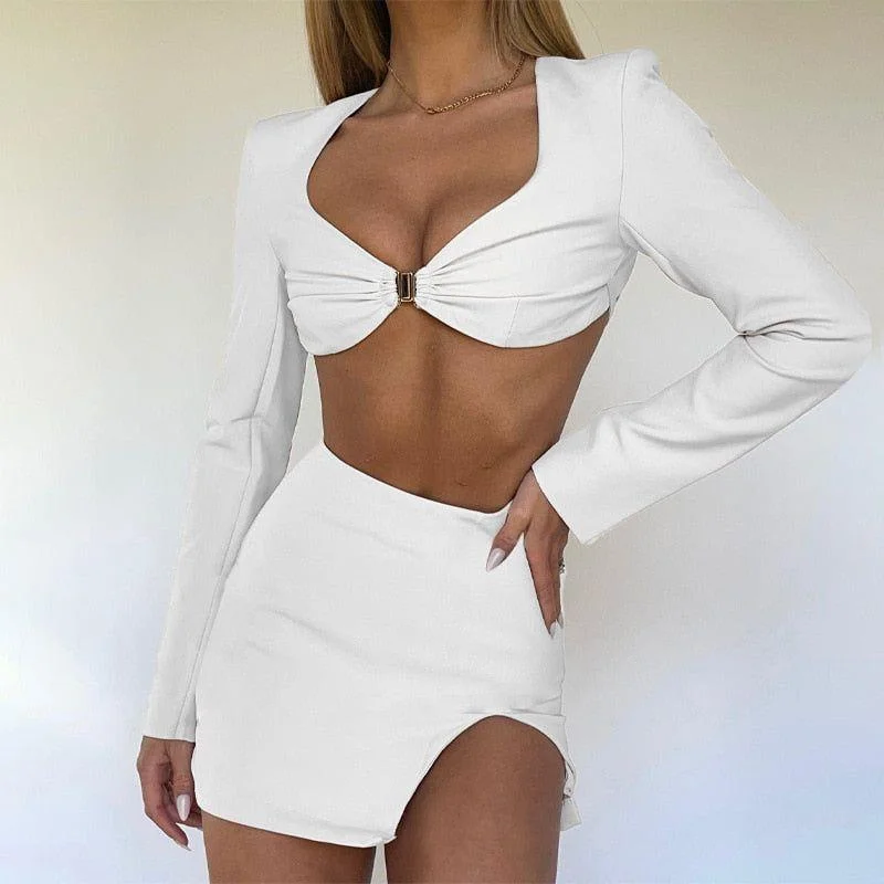 Kylie Backless Crop Top & Mini Skirt Set