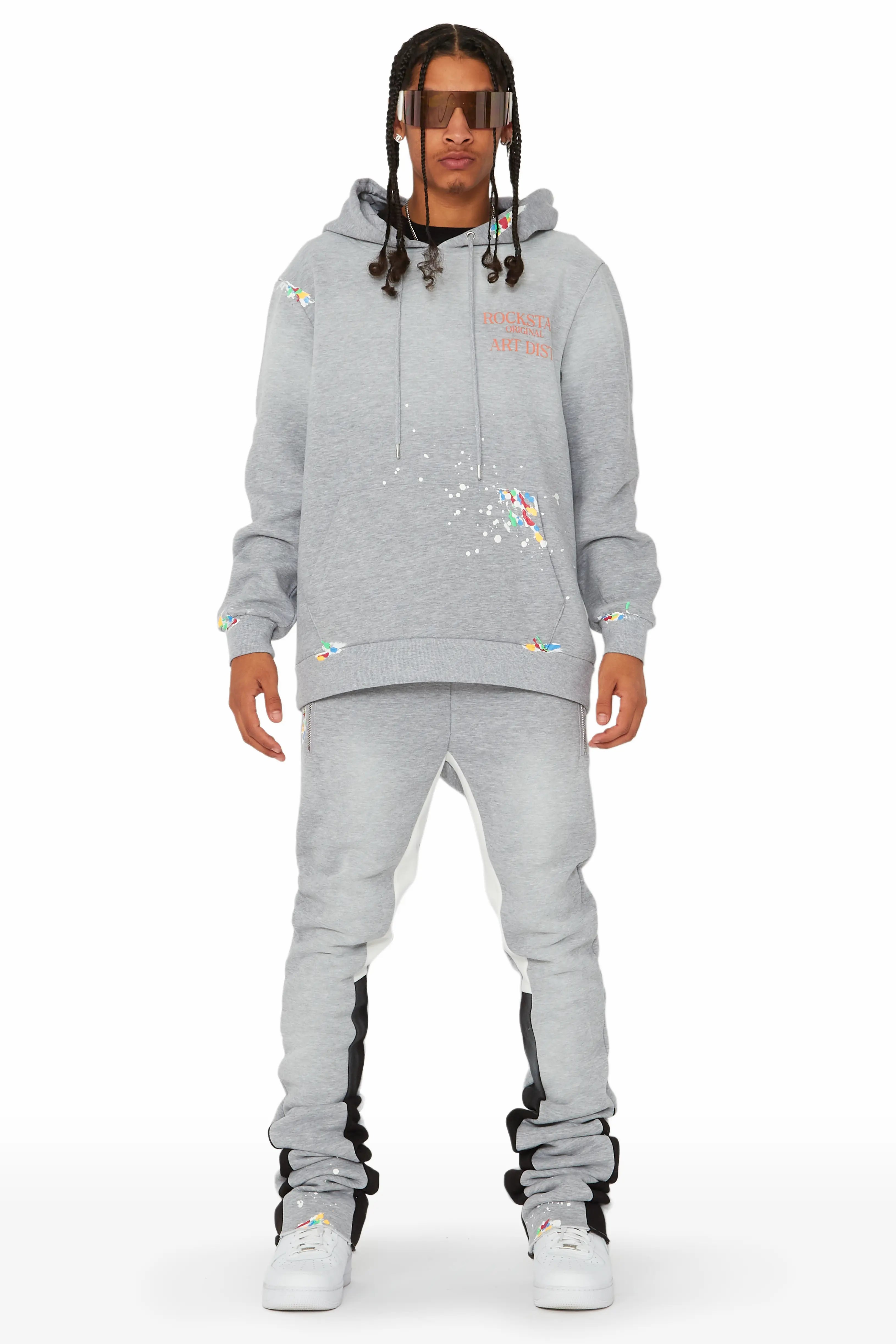 Rockstar Art Dist. Grey/Orange/Black Super Stacked Pant Set