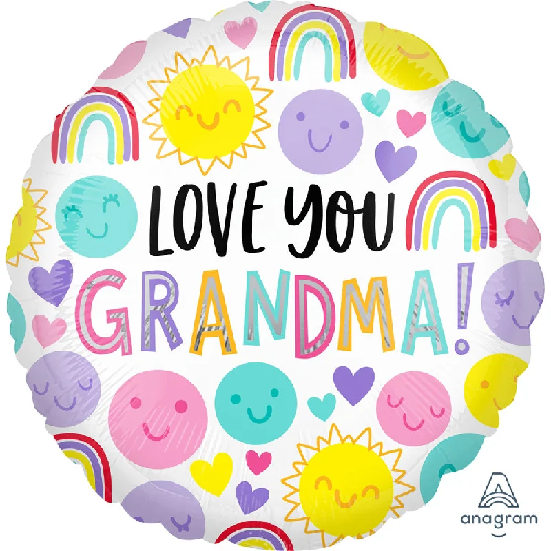 17 inch LOVE YOU GRANDMA HAPPY FACES