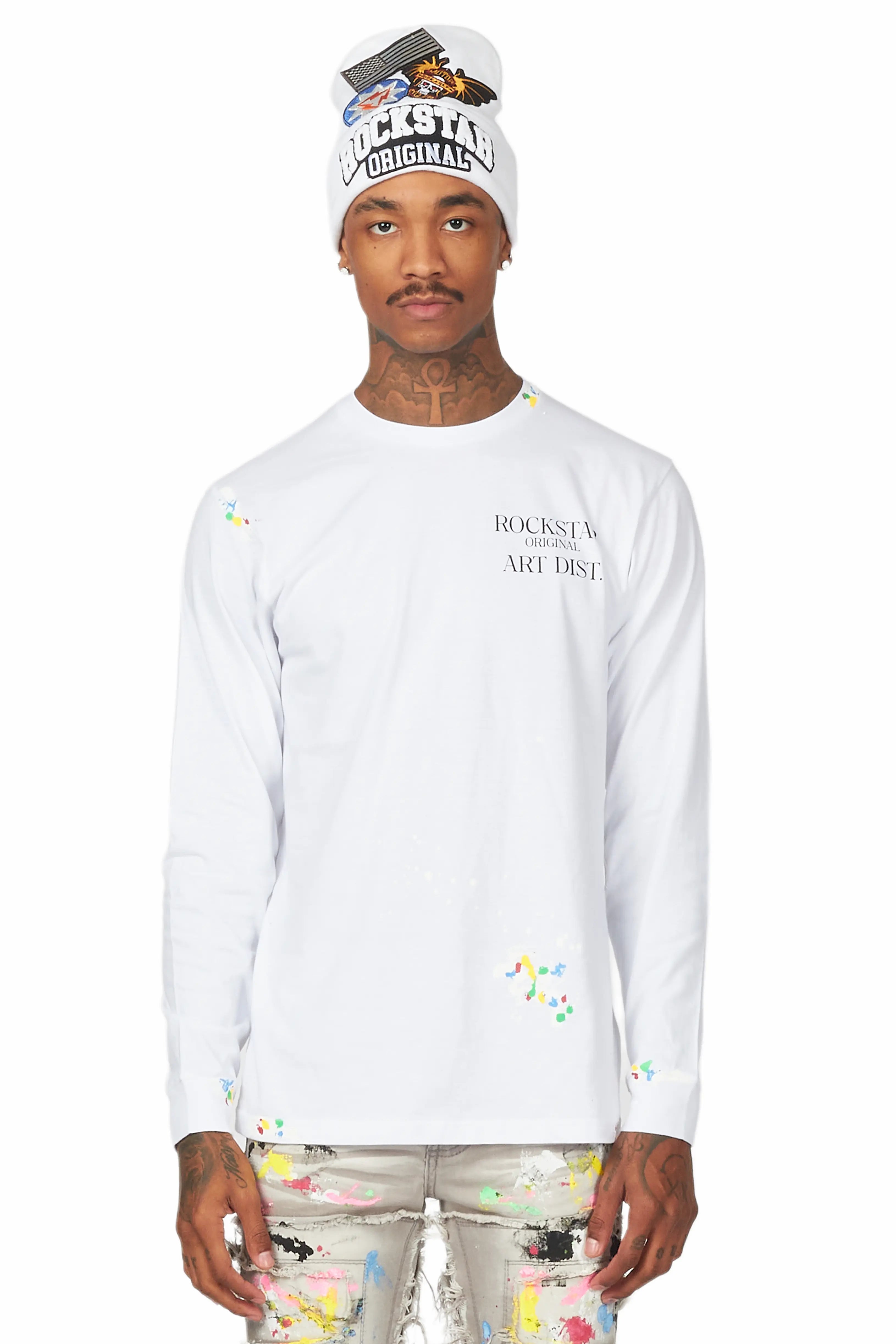 Palmer White Long Sleeve T-Shirt