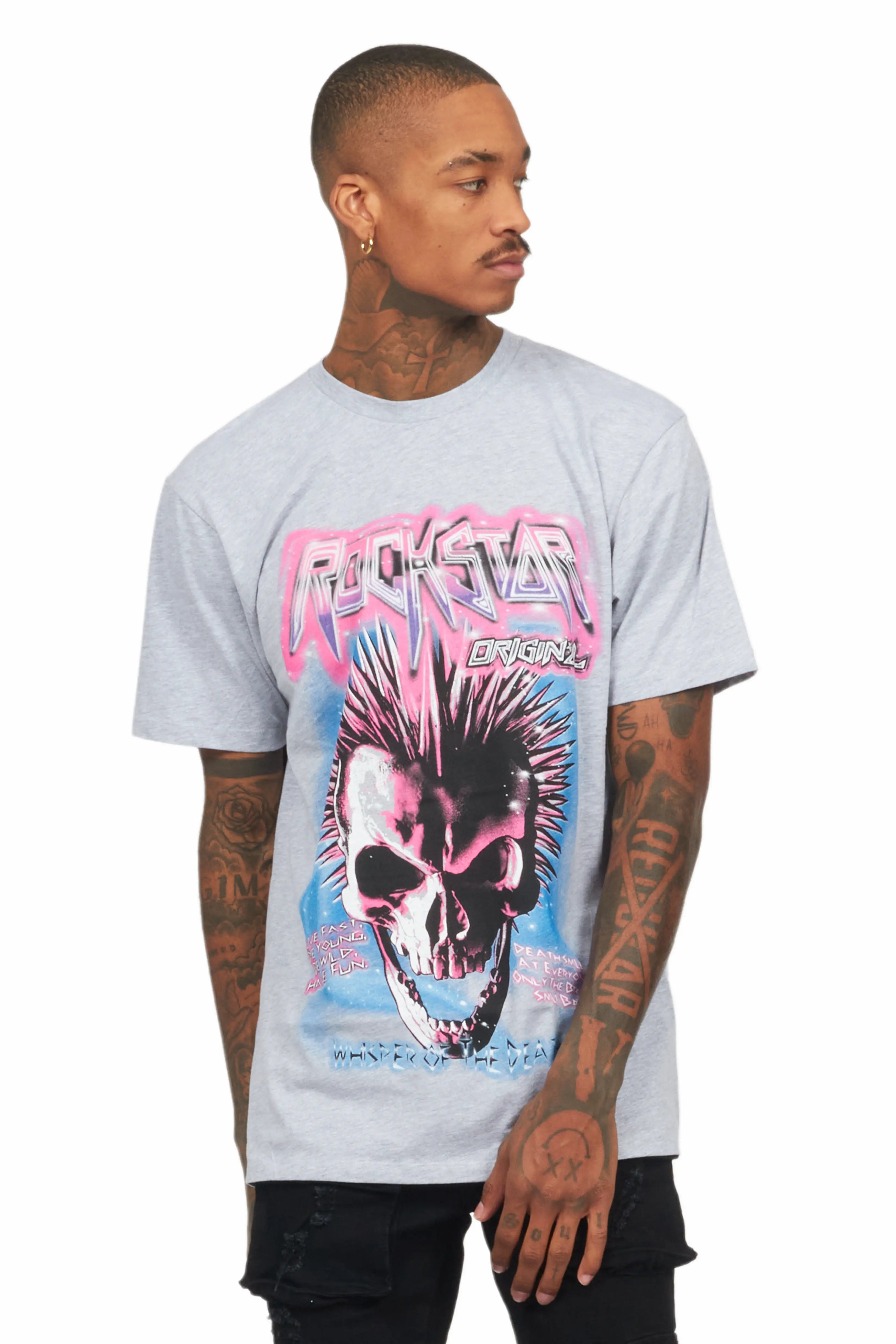 Obern Heather Grey Graphic T-Shirt