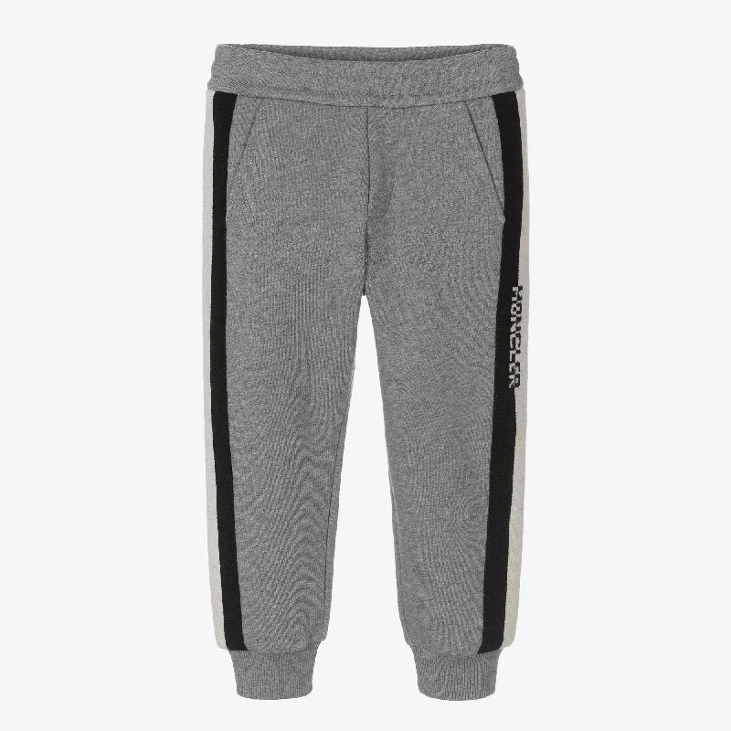 Gray Cotton Logo Joggers