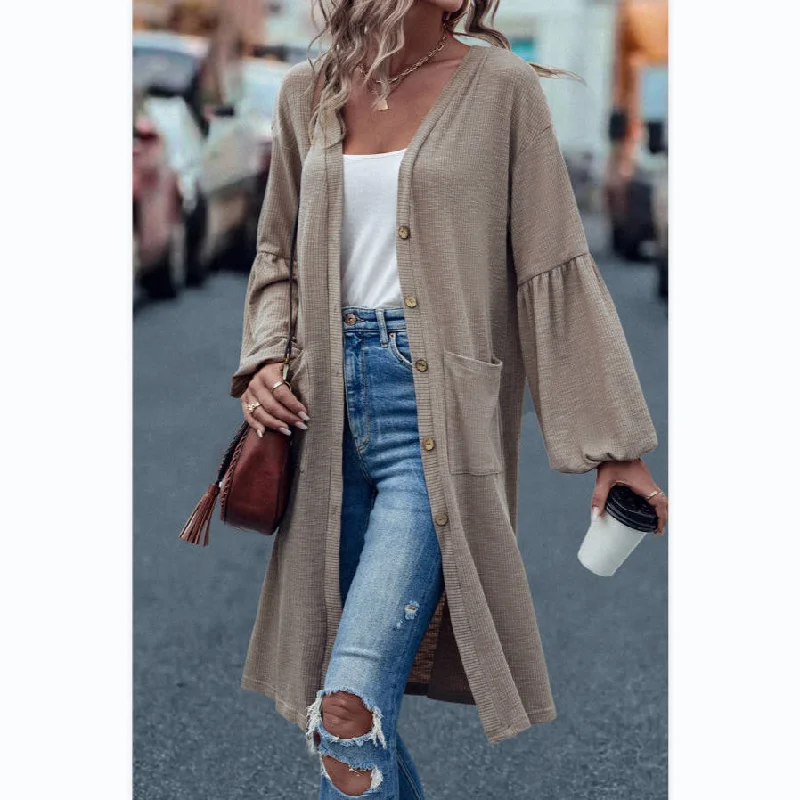 Fashion Solid Color Knit Drop Shoulder Cardigan Wholesale Coats