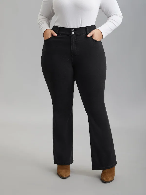 Buttons Mid-Rise Curvy Skinny-Fit Jeans