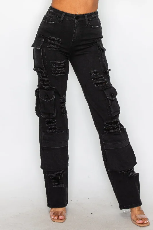 Vintage Ripped Cargo Jeans