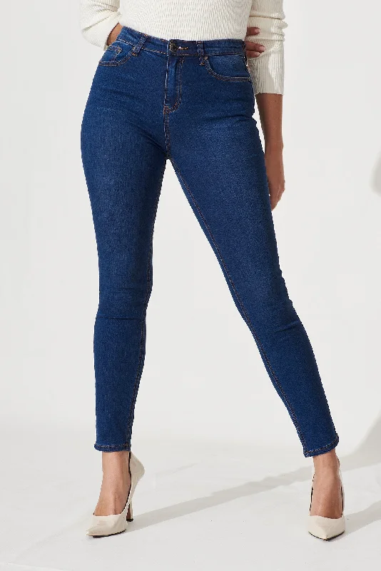 Piper High Rise Skinny Jean In Dark Blue Denim