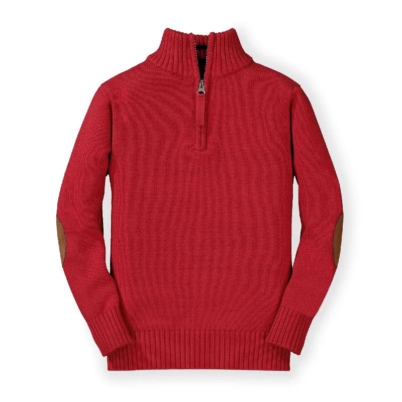 Half Zip Organic Pullover Sweater with Elbow Patches - Baby