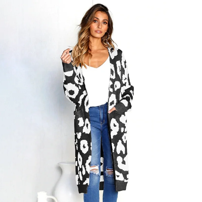 Autumn 2022 New Leopard Print Cardigan Jacket Aliexpress Amazon Europe And America Long Sweater Women