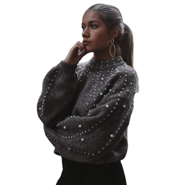 2022 Round Neck Sweater Women Pullover Bubble Bead Style Women's