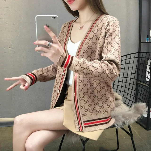 Factory 2022 Knitted Cardigan Women's Jacket Autumn New Style Ice Silk Loose Small Fragrance Retro Jacquard Outer Sweater