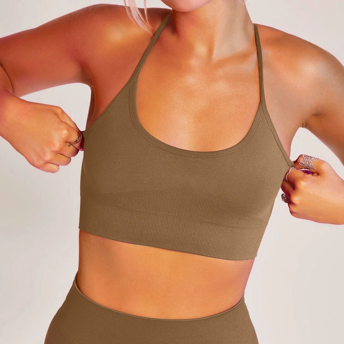 Brown-sports bra