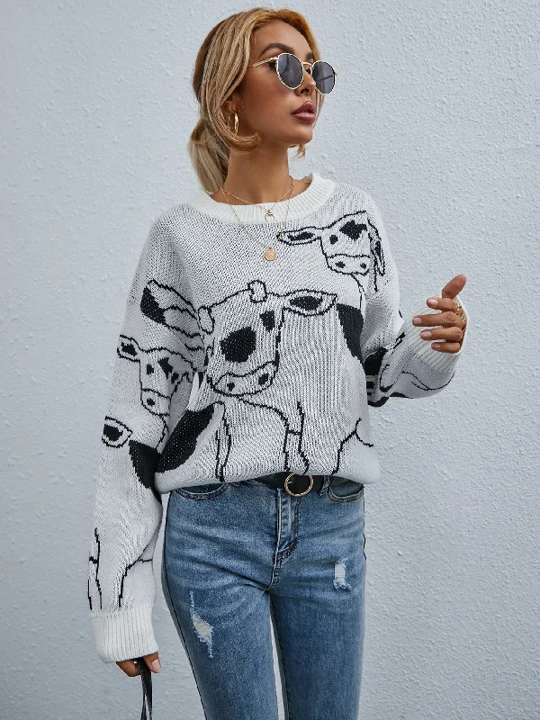 Casual Animal Long Sleeve Round Neck Regular Women Sweater