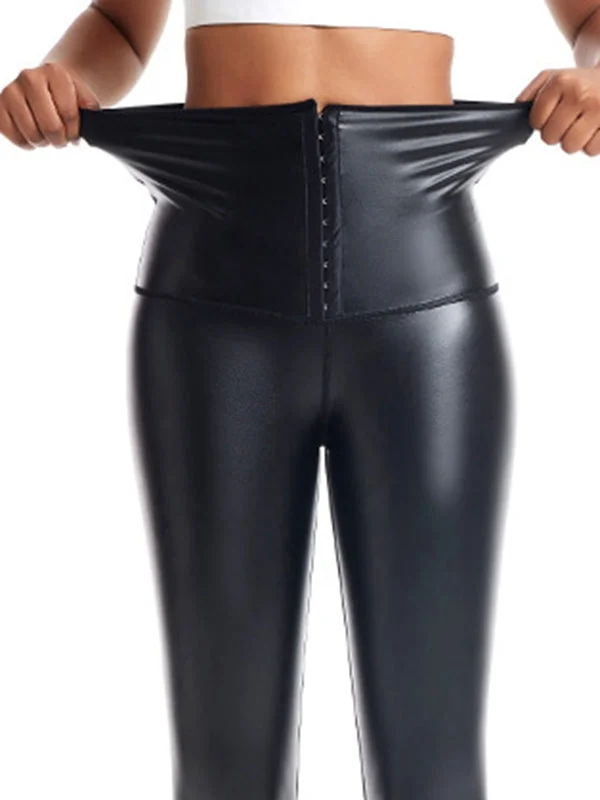 ZASUWA Female Faux Leather Corset Leggings