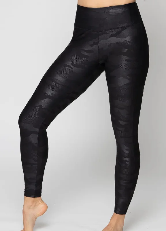 Faux Leather Camo High Waisted Leggings