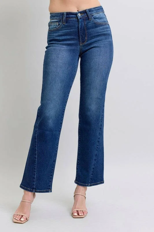 Judy Blue High Waist Side Seam Detail Straight Leg Jeans