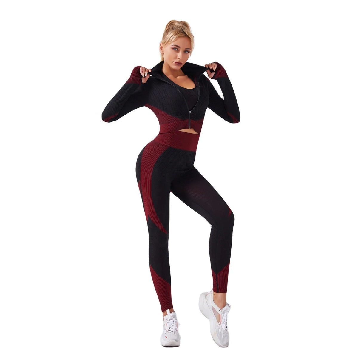 3-Piece Seamless Yoga Set for Women - Elastic Gym Outfit for Fitness and Yoga