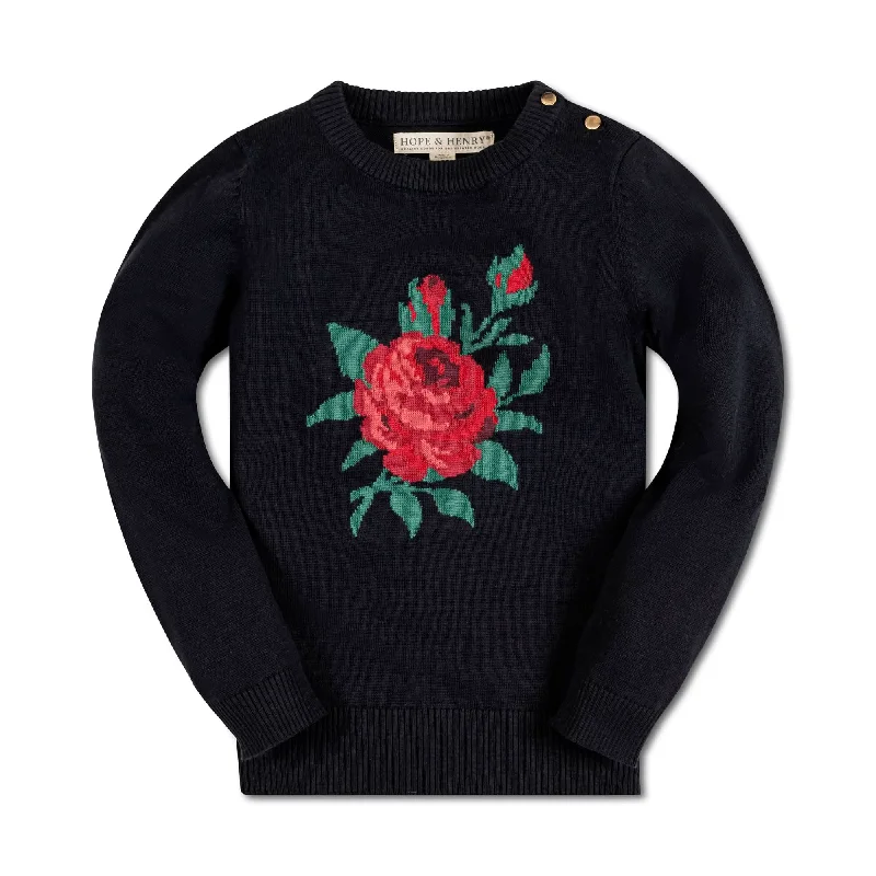 Rose Intarsia Organic Sweater - Baby