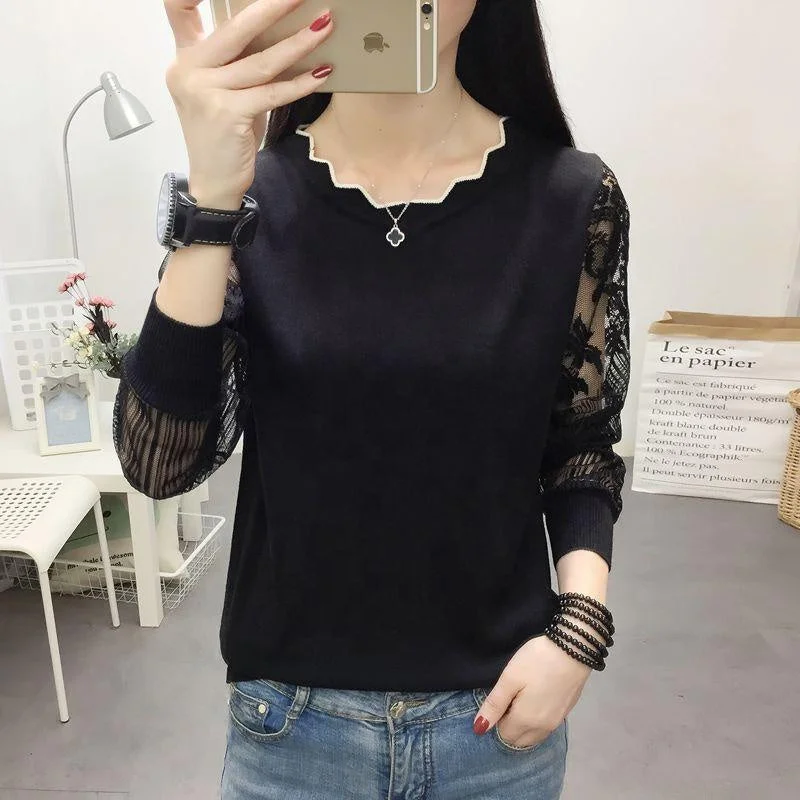 Sweaters Knit Knitted For Womens Ladies Woman V Fashionable Women Round Neck Hollow Out Long Sleeve Slim Fit Sexy Sweater