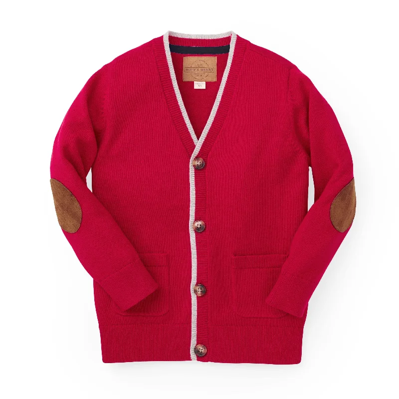 Tipped Organic Cardigan with Elbow Patches - Baby