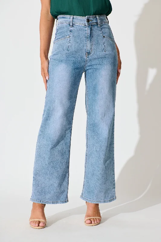 Margaret High Rise Wide Leg Jean In Light Blue Denim