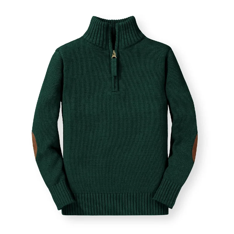 Organic Half Zip Pullover Sweater with Elbow Patches - Baby