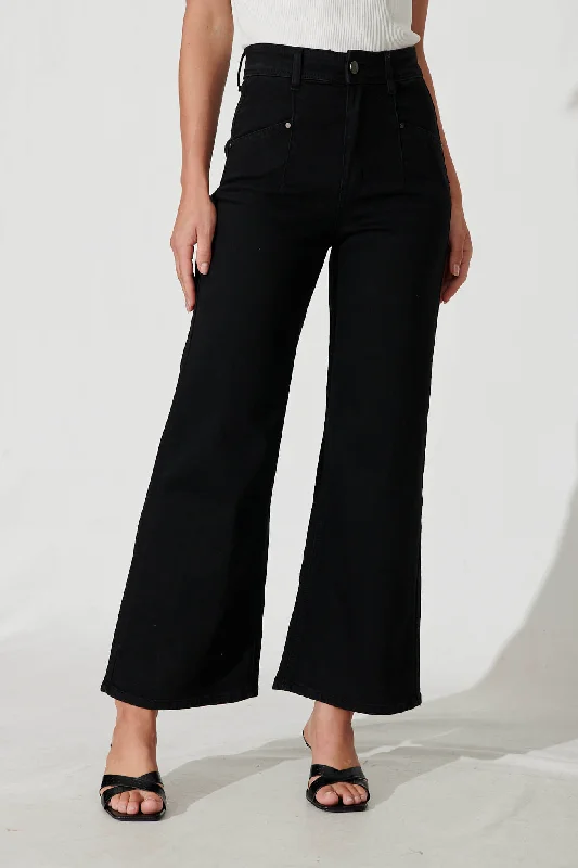 Margaret High Rise Wide Leg Jean In Black Denim