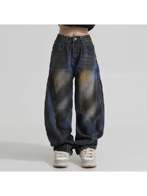 Gradient Washed Denim Wide Leg Jeans