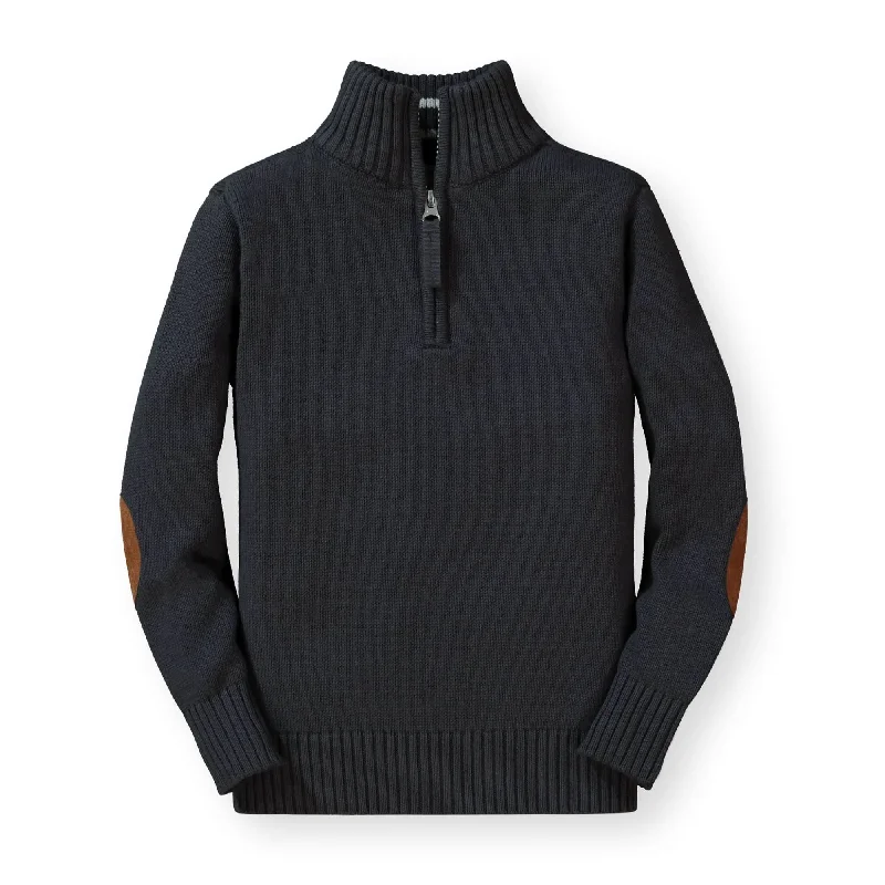 Half Zip Pullover Sweater with Elbow Patches - Baby