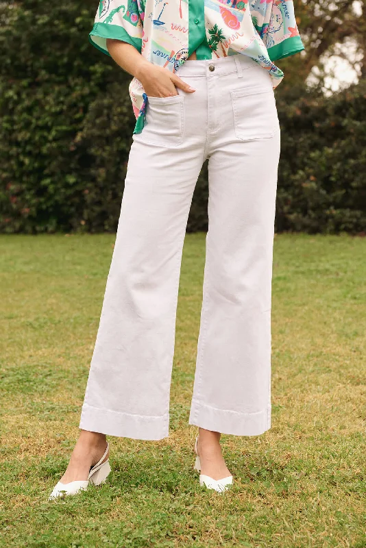 Juan High Rise Wide Leg Jean In Optic White Denim