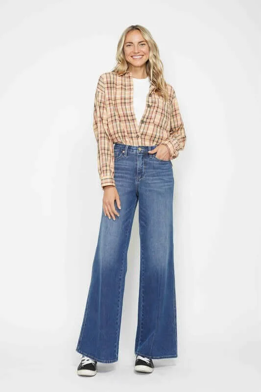 Judy Blue Retro High Waist Wide Leg Jean Style 88847| sleekdenim.com