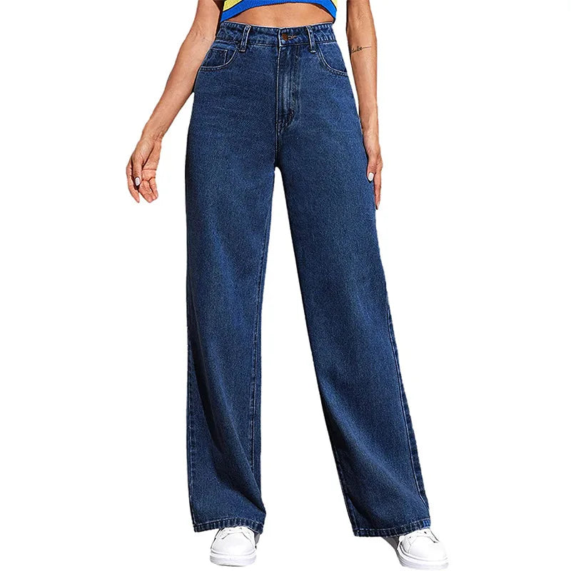 2024 Summer New High-waisted Wide-leg Jeans Slimming Drag Straight Leg With Retro American Draped Women's Pants