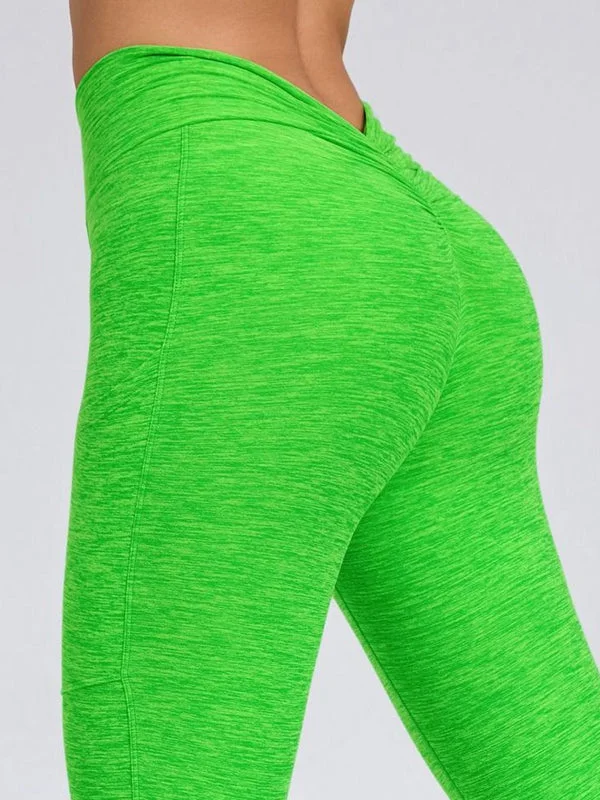 ZASUWA Female Deep V Back Pocket Scrunch Bum Leggings